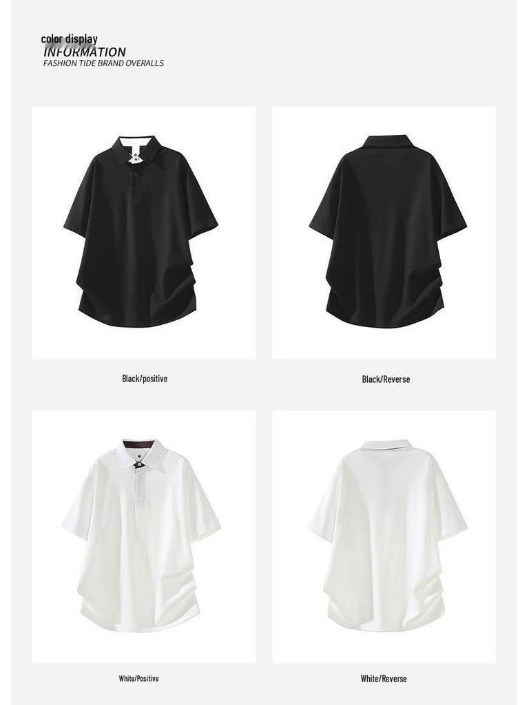 Trendy 2026 Men's Japanese-Style Loose Fit Short Sleeve Polo Shirt