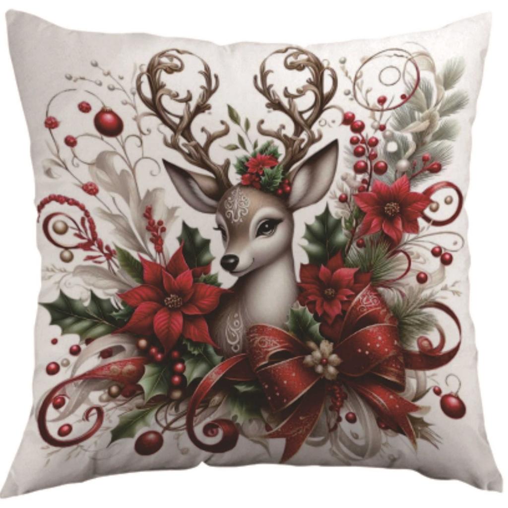 Christmas Themed Pillowcase, Christmas Elk Print Pillowcase, High-looking Car Pillowcase
