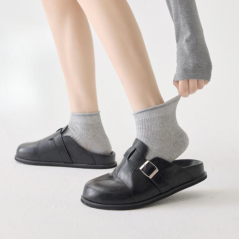 Women's Rolled-up Short Socks for Spring and Summer, Thin Solid Color Cotton Socks, Simple and Versatile, Mesh Breathable Short Socks