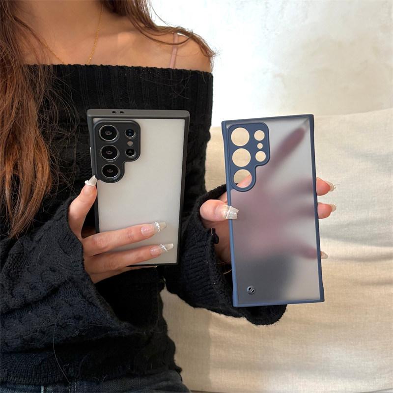 Luxury Matte Transparent Frameless Ultra Thin Case For Samsung Galaxy S25 S24 S23 Ultra Plus Hard Camera Protection Back Cover