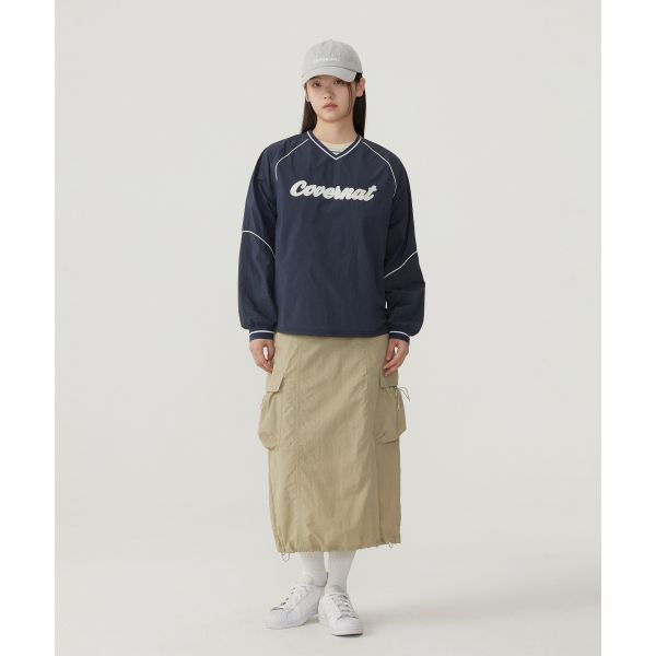 Covernat Early Autumn Solid Color Large Pocket Tie Comfortable Simple Casual Long Skirt Women skirts Light-Khaki CO2502SR75LK