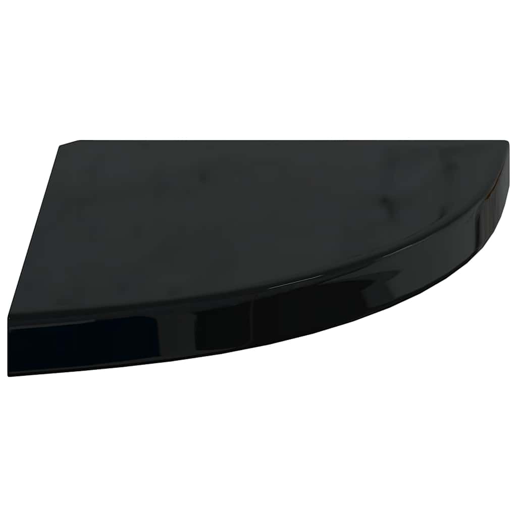 Corner Floating Shelves Set of 4 High Gloss Black 35 X 35 X 3.8 Cm MDF