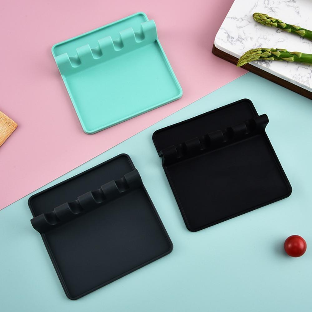 4 Stück 4 Rillen Spatelhalter Silikon Kelle Ablage Küchenorganisator Löffelhalter Schaber