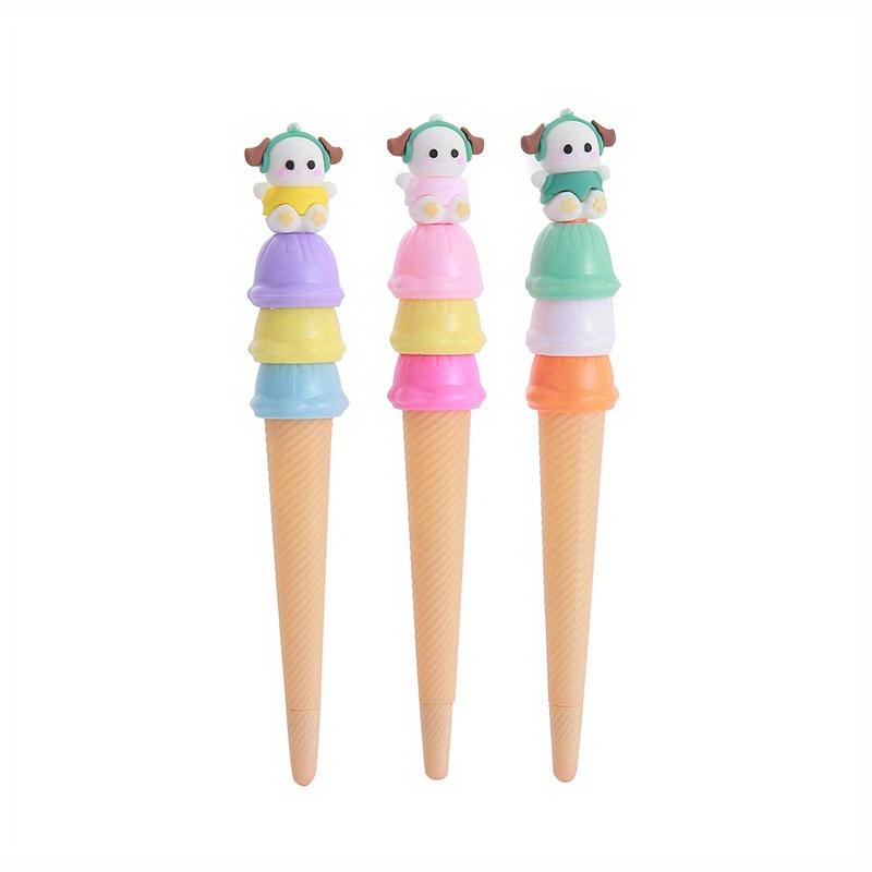 Back to school season 10pcs 0.5mm cute penguin ice cream shape gel pen cartoon stationery prize gift cone shape water pen signature pen