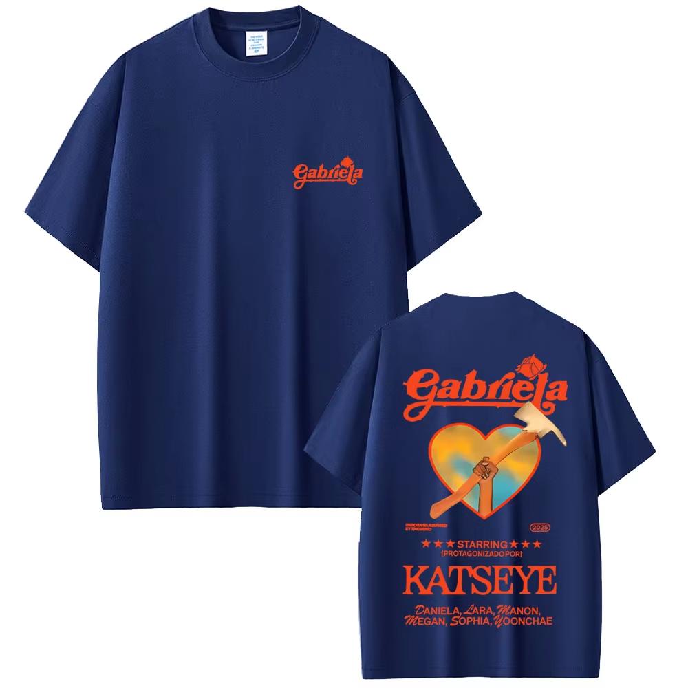 Korean Kpop Katseye Gabriela Graphic Top Men Women Hip Hop 2026 Spring summer new Fashion Casual Cotton Vintage Tshirts