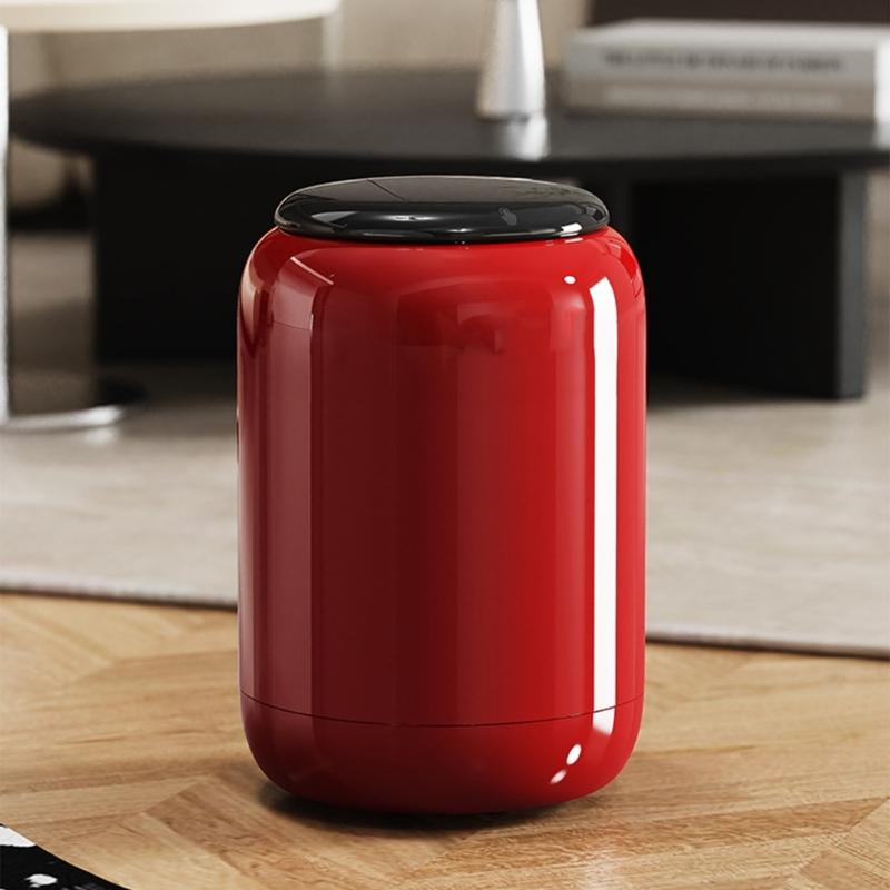Stilvoller Mülleimer mit Druckdeckel, reibungslos laufender Boden-Mülleimer für Wohnzimmer, Büro, Schreibtisch-Abfalleimer, moderne Dekorationen