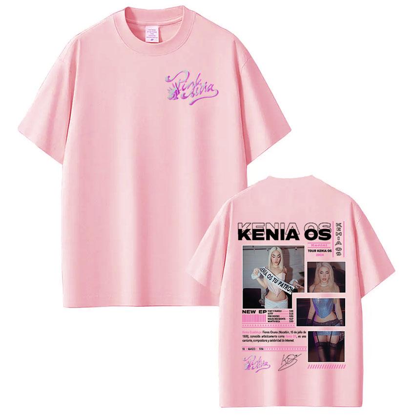 Singer Kenia Os Pink Aura Tour Album Merch Graphic T Shirt Unisex Women Retro Aesthetic TShirts Casual Oversized Short Sleeve Tees