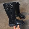 Girls High Top Winter Boots Bow Detail Slip Resistant Rubber Sole Zipper Closure Warm Fabric Lining
