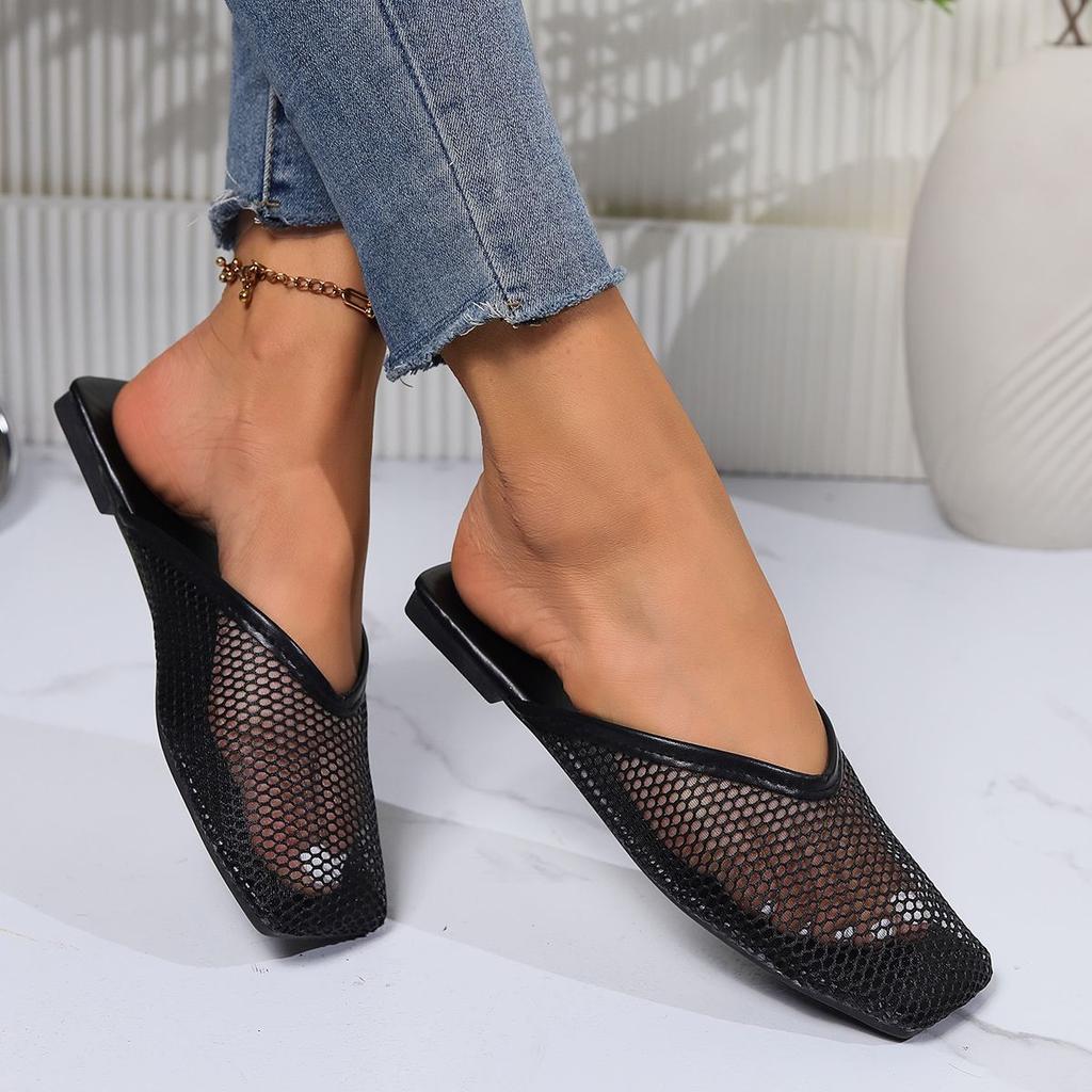 2025 Summer New Bag Head Slippers Women's Fashion Outer Wear Simple Non-slip Lazy Sandals Hollow Breathable Women's Shoes