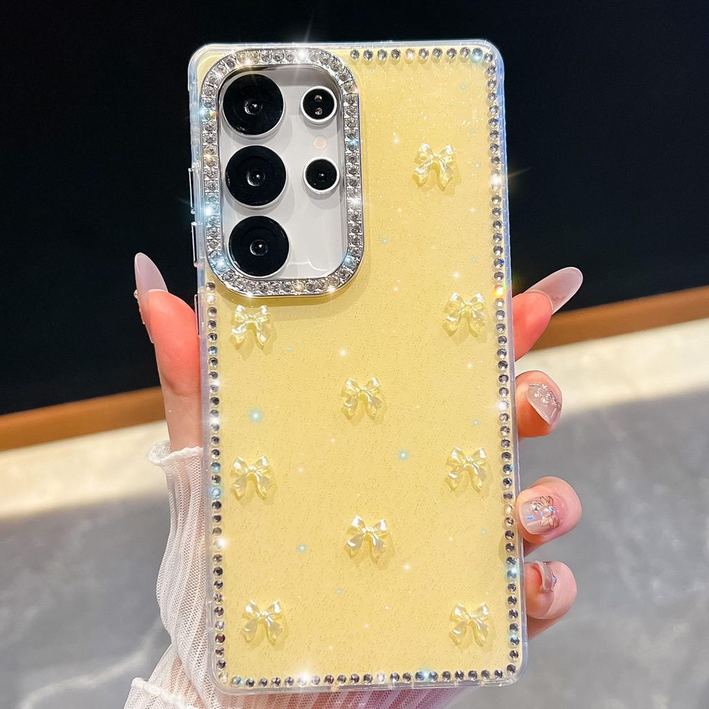 Suitable for Samsung Galaxy A17 Flash Diamond Aurora Bow S25 Ultra Glitter Powder Luxury A56 Mobile Phone Case