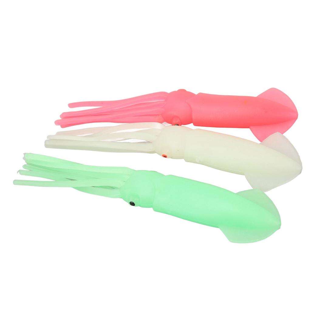 3pcs Squid Lure High Simulation Lifelike Soft Octopus Lures Squid Bait Glow in The Dark Fishing Lures for Fishpond 23cm/9.06in