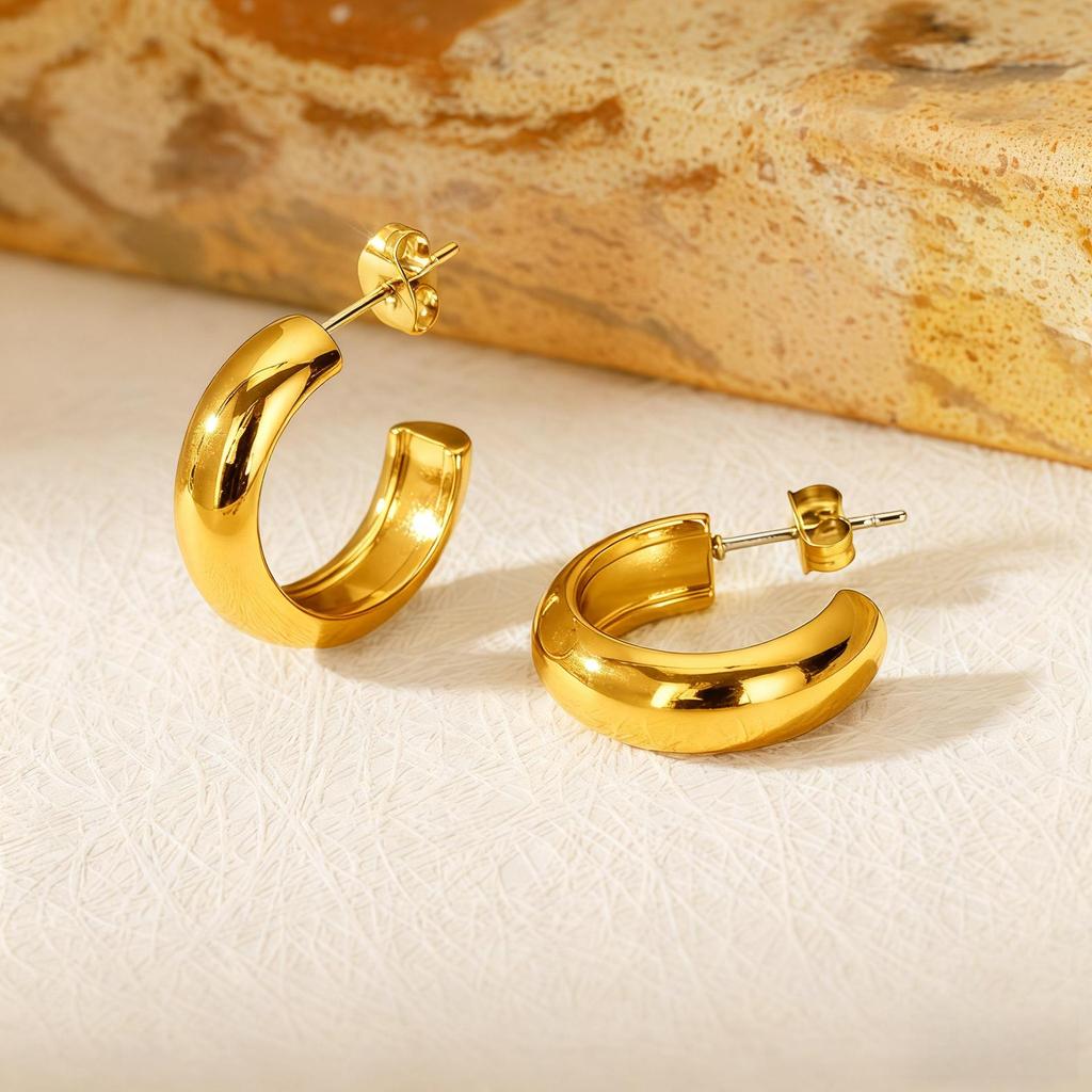 Titanium Steel Light Luxury Colorfast Hoop Earrings with High-End Feel