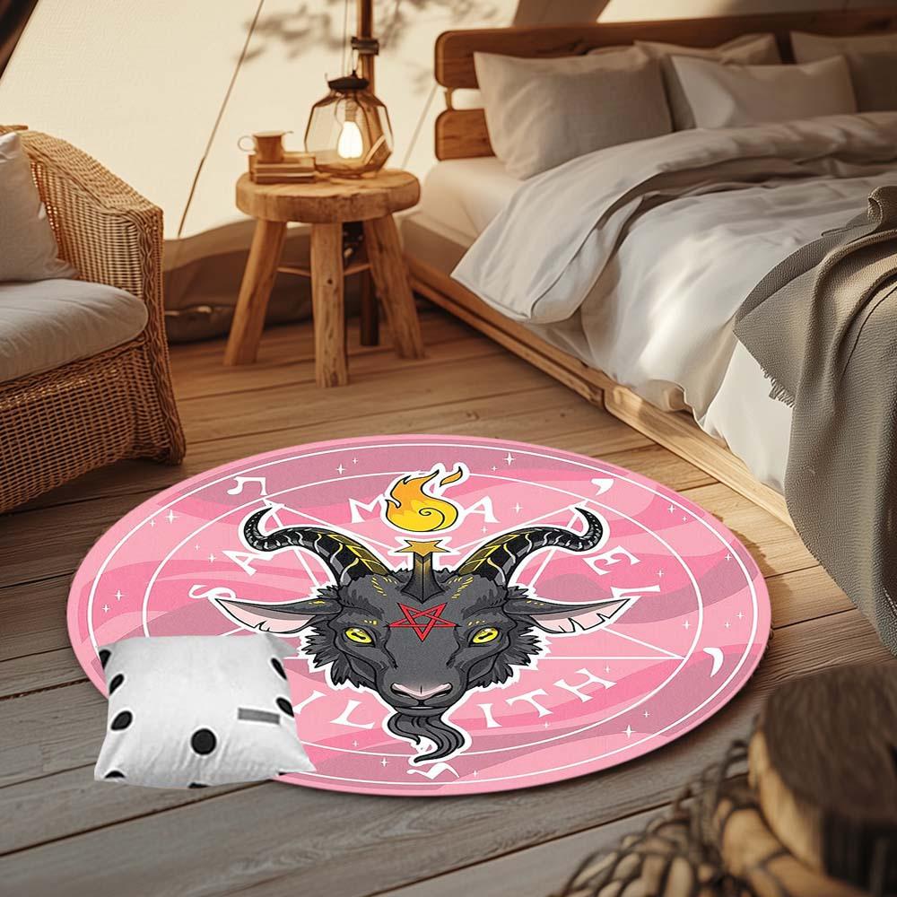 1 Piece Gothic Goat Outdoor Round Carpetoutdoor Carpets Suitable For Courtyard Rv Camping Gardens Tents Picnics Backyards Beaches And Decks