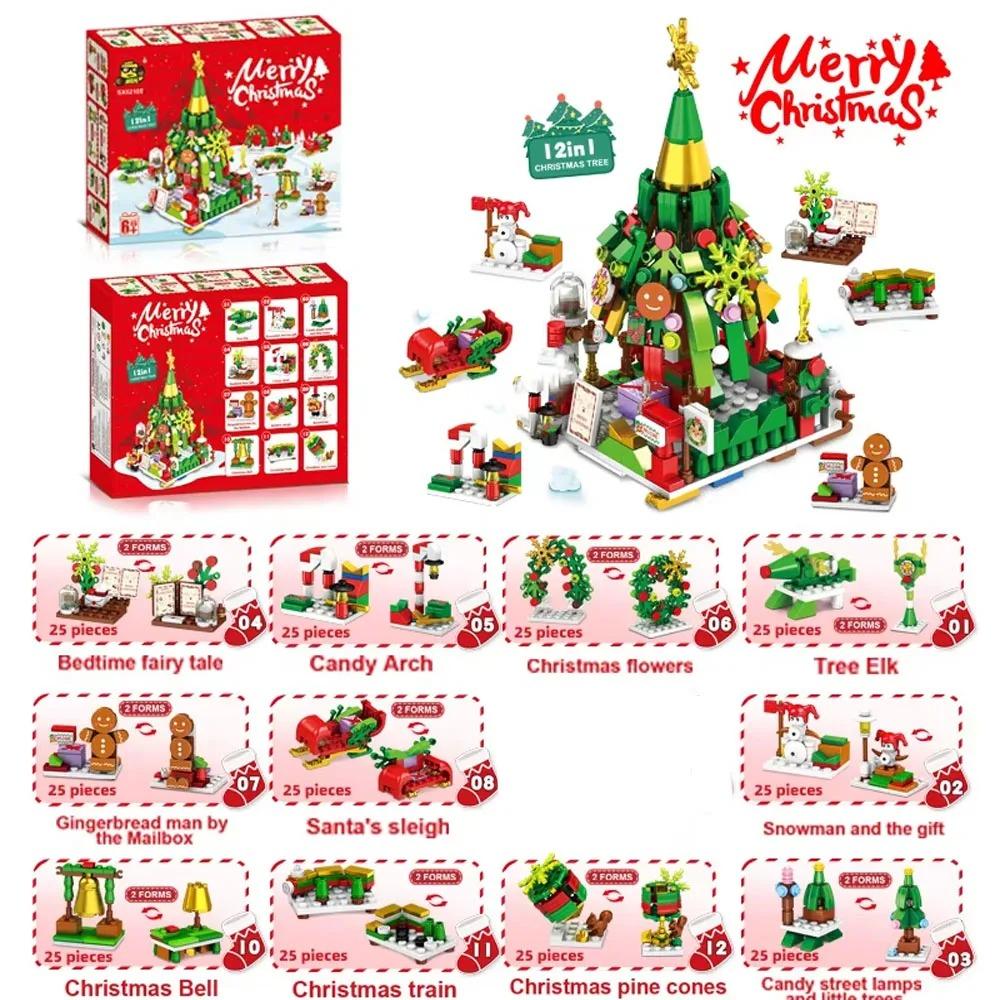 Regali di Natale Serie Micro Blocchi da Costruzione Babbo Natale Renna Puzzle Mattoncini da Assemblare Decorazione da Tavolo Giocattoli Bambini
