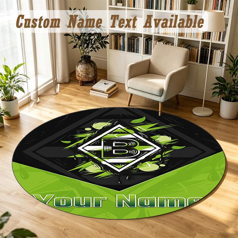 Round Rug Custom NameBorussia Mönchengladbach Pattern Non Slip Carpet Home Floor Decor