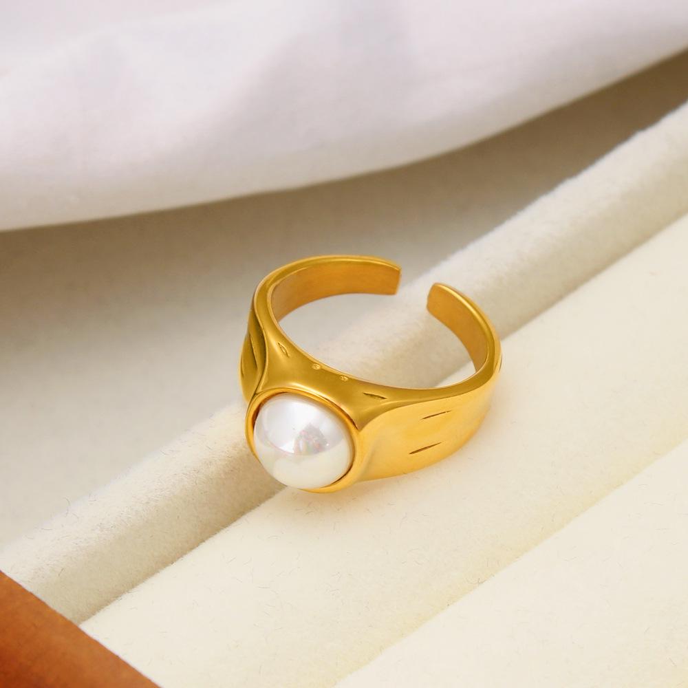 2024 Spring Retro Niche 18K Gold Pearl Ring - Elegant European/American Open Single Band