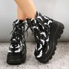 Large Size Round Head Casual Autumn and Winter Thick-soled Lace-Up Side Zipper Boots Martin Boots