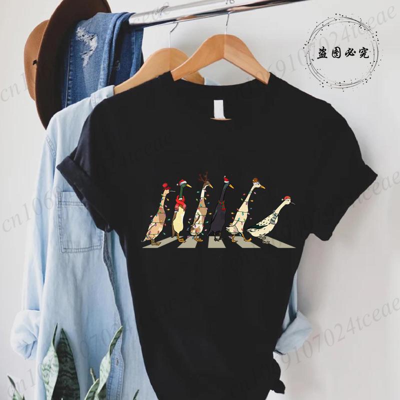 Fashion Funny Just A Goose Duck Xmas Print Tshirt Unisex Short Sleeve Tshirts Christmas Goose Unisex Summer Unisexs Clothing
