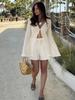 2026 European Summer Women's Solid Color Tie-Up Top and Shorts Set