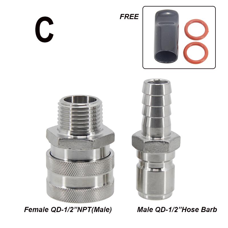Homebrew Beer Quick Disconnect Set 304 Stainless Steel Ball Lock Style