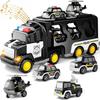Fire Truck Toy, Friction Power Transport Carrier Vehicle, Inertial Lighting Music, Double-decker Storage, Kids Birthday Gifts