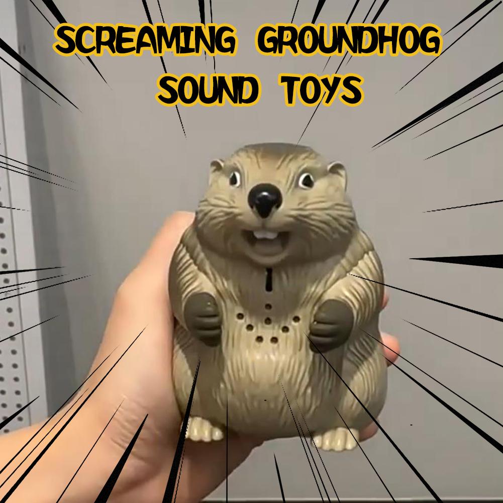 Screaming Groundhog Sound Toys Hamster Fat Cute Action Figure Toys Sculpture For Home Office