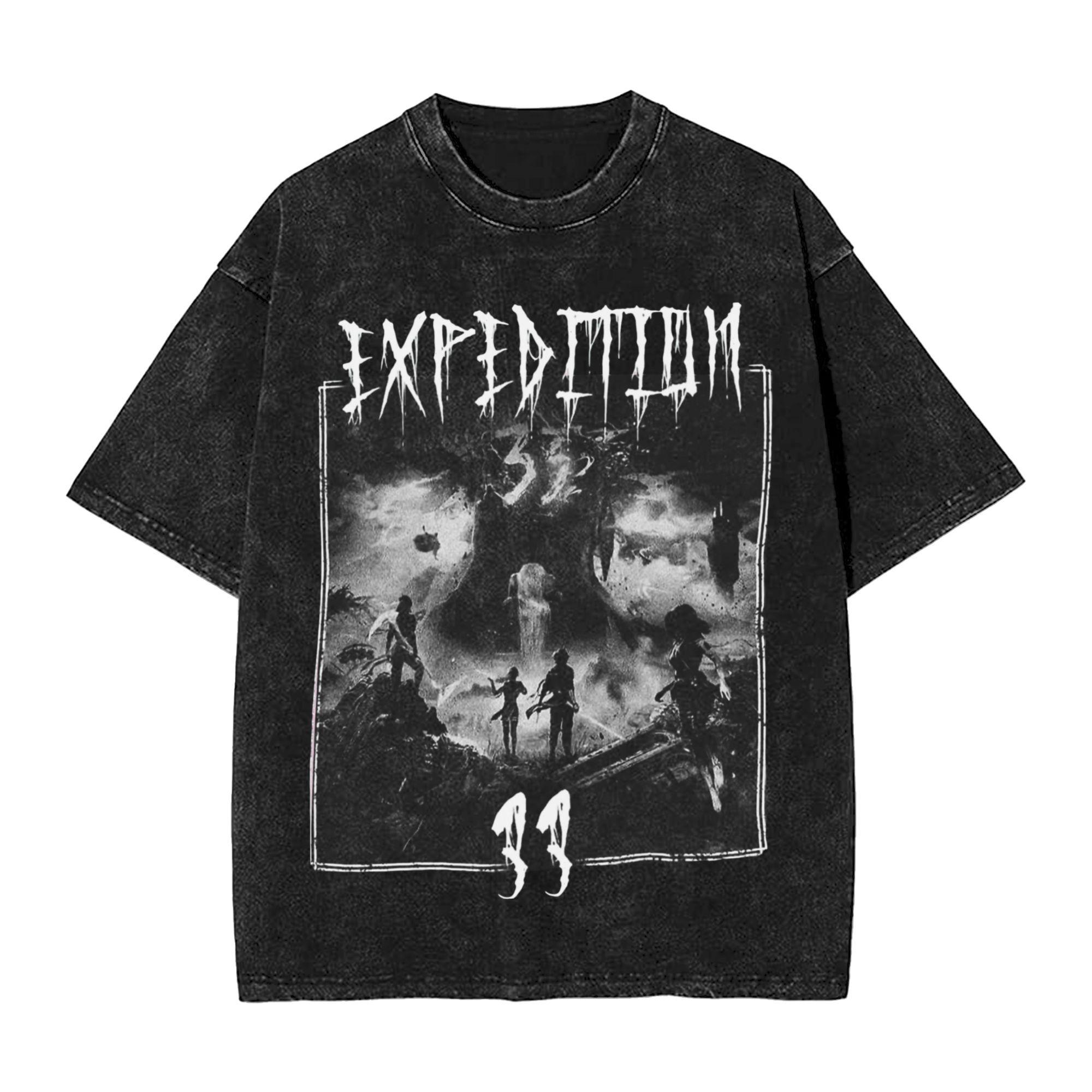 

Expedition Video game Inspired Metal Band T Shirts Hip Hop Washed Short Sleeve Harajuku TShirts Cool for Unisex Women Print Tee S