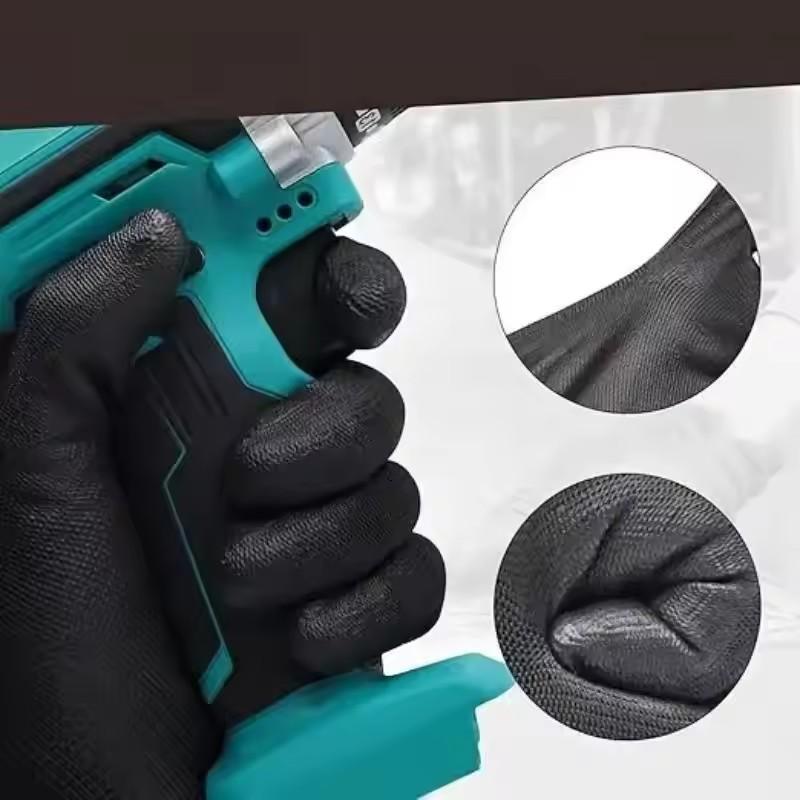 12 Pairs of Anti-static PU Work Gloves Neutral Safe Anti Slip Breathable Durable Coating Nylon Gloves Camping Lock Edge