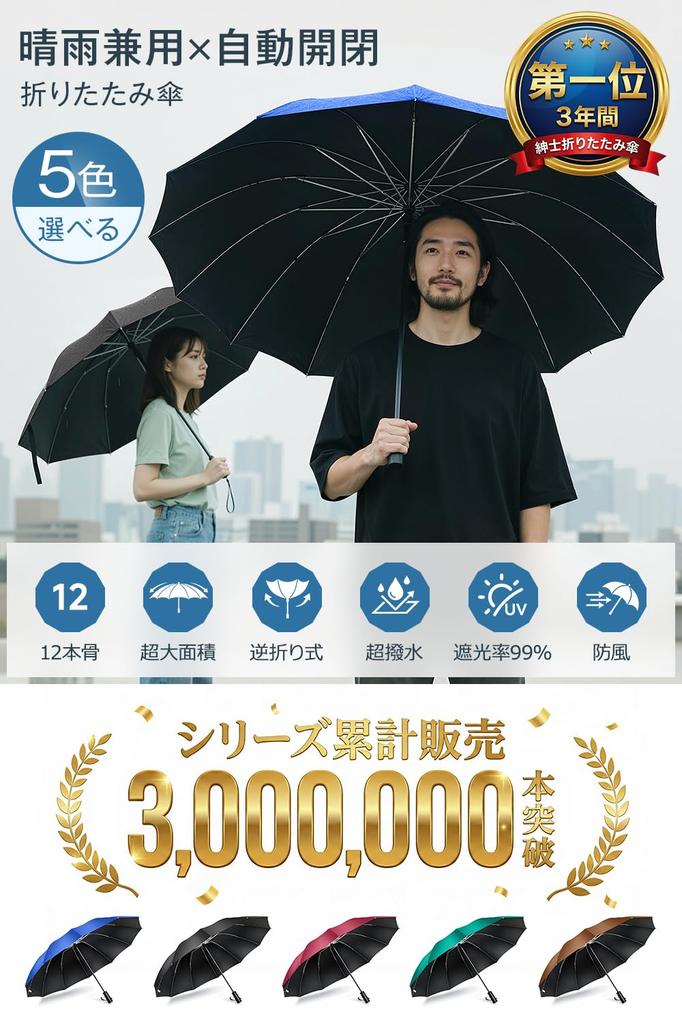 Large Size 12 Folding Automatic Opening and Reverse Teflon Folding Heat UV Rain and Sun Rain and Typhoon Heavy Rain and Day Gift Extra - Ribs