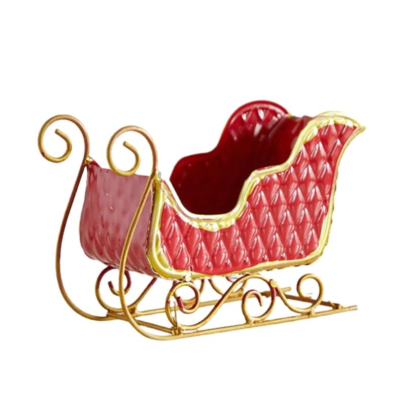 

Iron Christmas Sleigh Decoration Ornament For Festives Home Tabletop Display червоний
