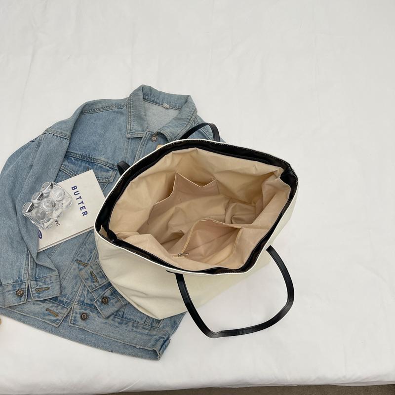 Большая вместительная холщовая сумка женская сумка через плечо сумка через плечо хаки — фото 13