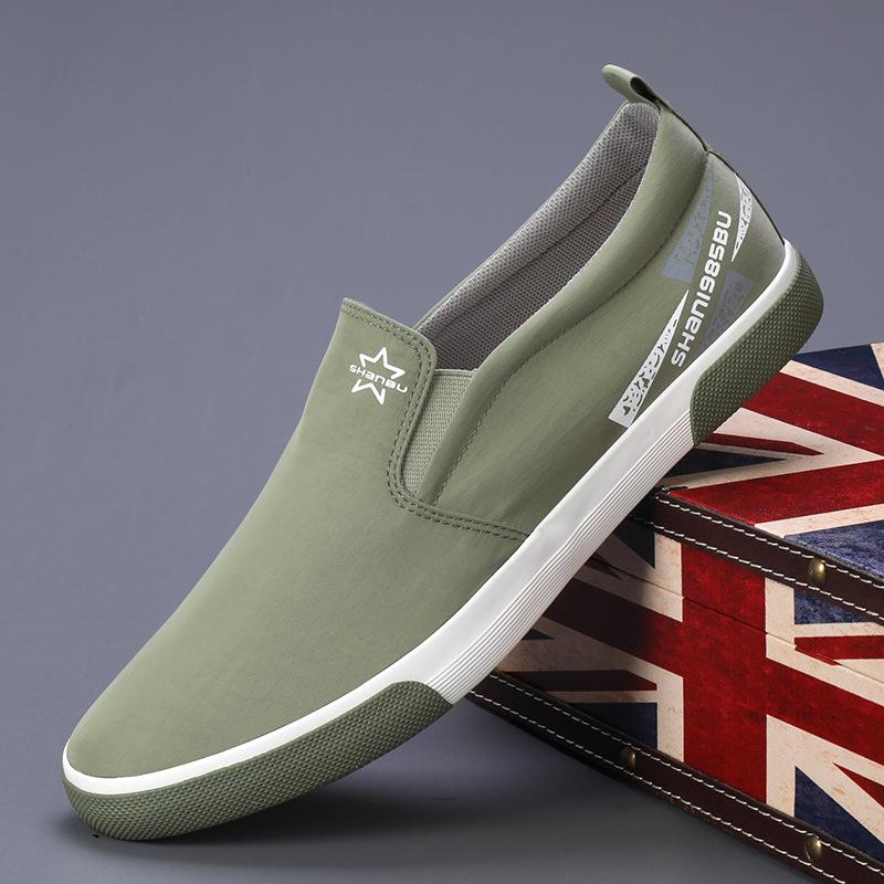 

Мужские парусиновые туфли весна новые корейская версия универсальные на одной педали ленивые приливные туфли плоские повседневные старые пекинские тканевые туфли 43