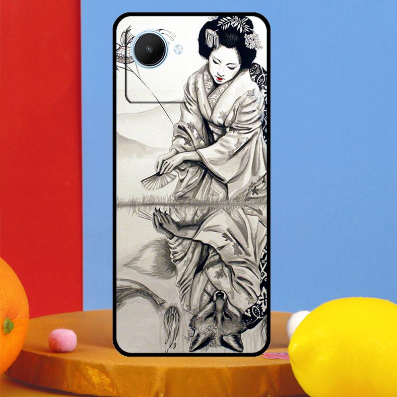 Japanese Geisha For Realme GT7 Pro GT6 10 11 12 13 14 15 Pro Plus C55 C67 C63 C61 C53 C35 C65 C75 C71 Case