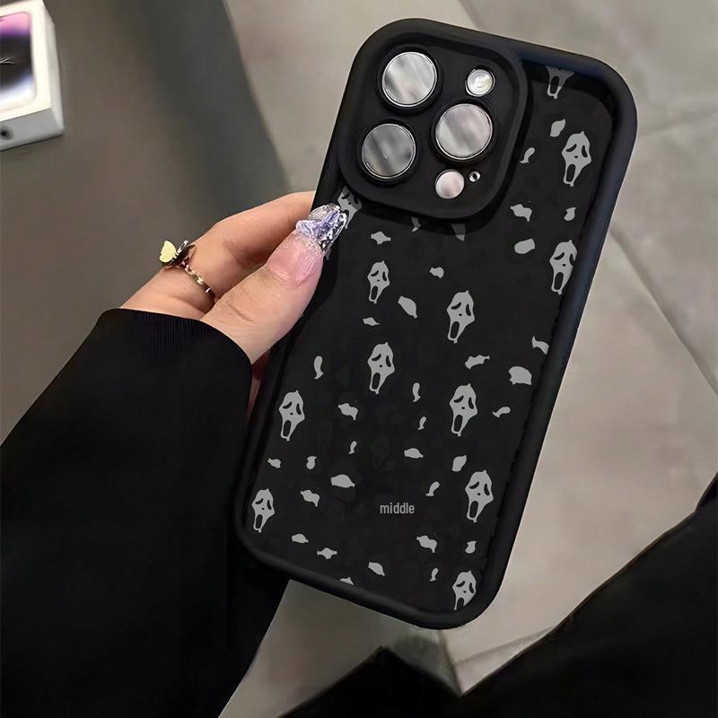 Grey Skull Bamboo Ladder Case for Apple iPhone 11/12/13/14/15/16 - Soft, Cross-Border Compatible