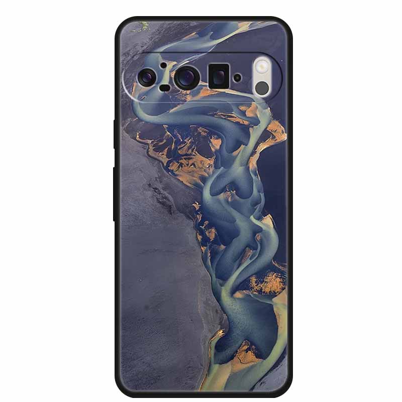 For Google Pixel 9 Pro XL Cellphone Case Luxury Protector Soft Silicone Cover for Google Pixel 9Pro XL Marble Soft Black Funda