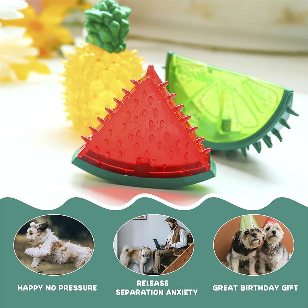 Pet Freezable Cooling Chew Toy Dog Cat Toy Summer Pineapple Lemon Watermelon Design Durable Bite-Resistant Dog Ice Frozen Toys