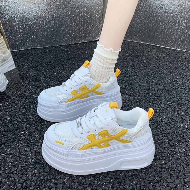 Height-increasing little white shoes women's new mesh spring and summer breathable 2025 casual sports dad shoes platform German training shoes