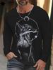 Wolf Print Men's Long Sleeve T-shirt Y2k Clothes Vintage Wolf Graphic T shirts Breathable T-shirts for Men Simple Men's Clothing