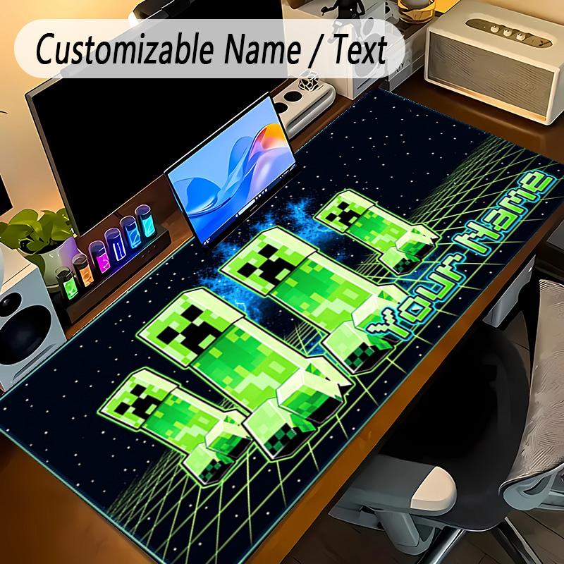 Large Mouse PadMinecraft Custom Name Text Personalized Desk Mat Non Slip Gaming Pad