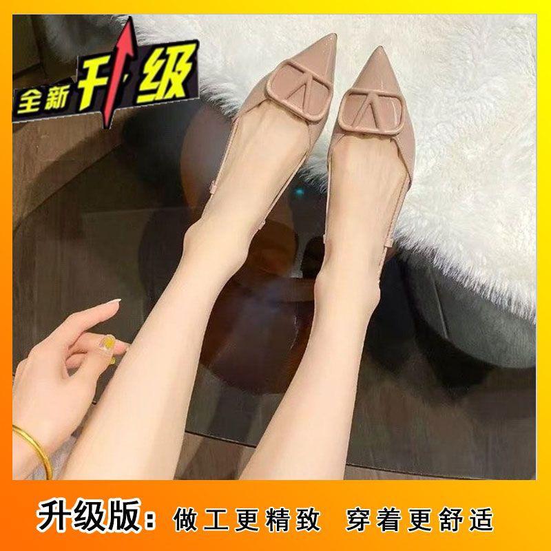 Houkong Sandals 2025 Spring and Summer Thick Heel with Skirt Nude Single Shoes Bag Head Tripple Strap Patent Leather Light Mouth French High Heels Tid