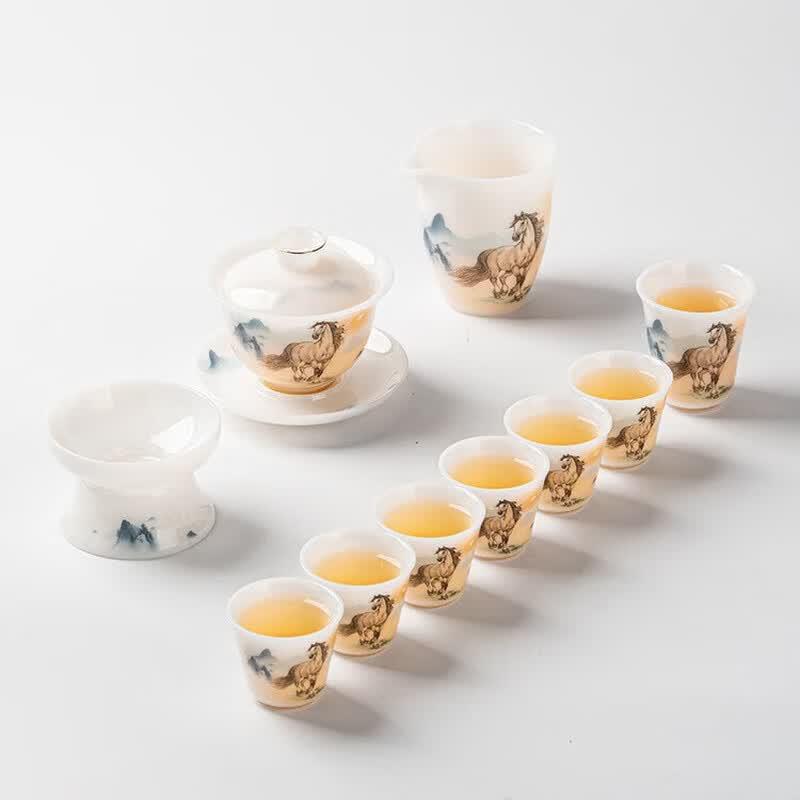 Sushi Ceramics Ice Jade Porcelain Gaiwan Tea Set