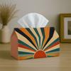 1pc, 2d Flat Printing, Sunrise Stripe Illustration Tissue Box, Suitable for Bathrooms, Living Rooms, Bedrooms, Dressing Tables, Coffee Tables and Dini