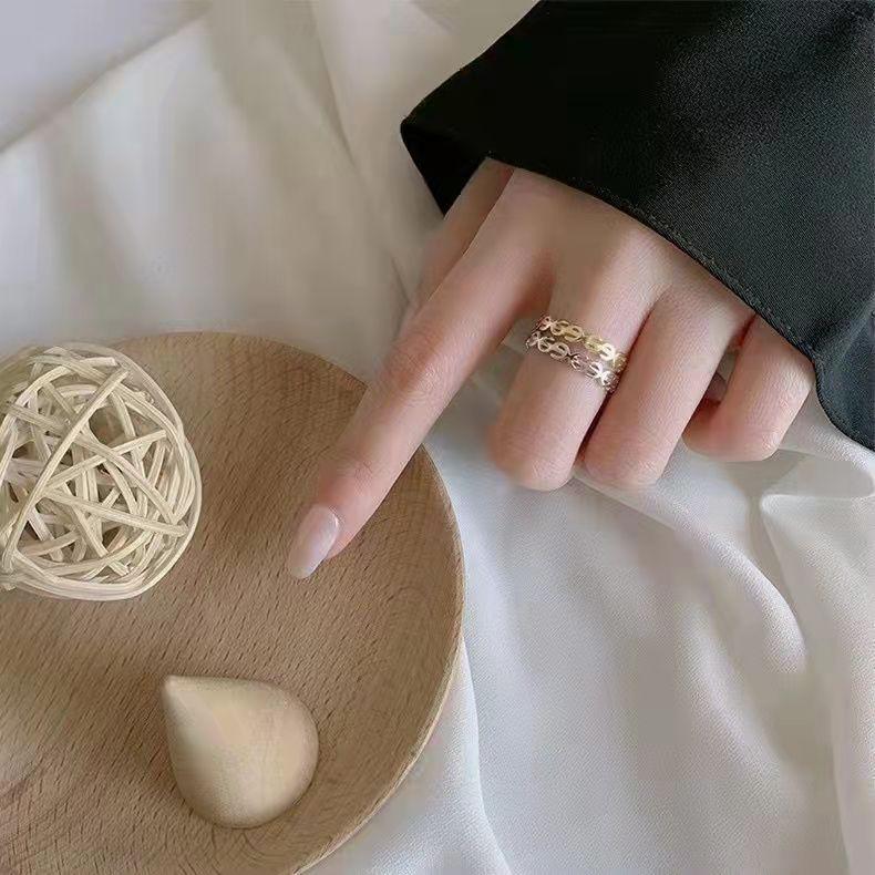 Fashion Temperament $symbol Plain Ring Open Ring Simple Fashion Ring Ring Ring Women's Niche Design Sense Adjustable