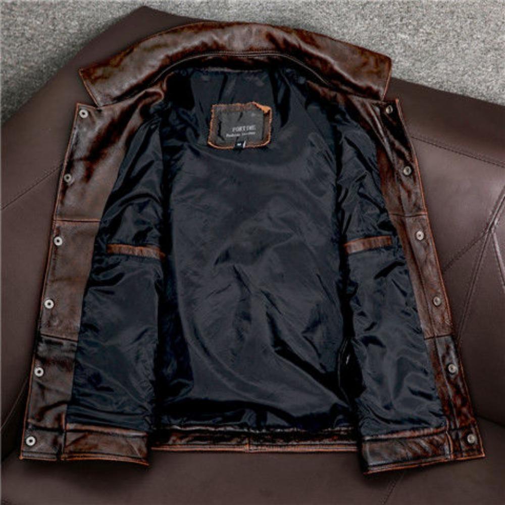 Pierwsza warstwa czystej skóry bydlęcej Kamizelka męska krótka, dopasowana, skórzana kamizelka Kurtka skórzana z klapami Jesień