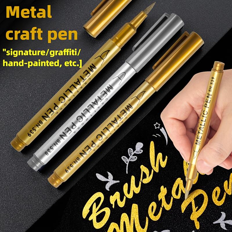 8pcs High-Shine Metallic Pen, Golden And Silvery Colored Marking Pens, Waterproof, Fast-Drying, Soft-Tip Marker Pens , Fine-Tip