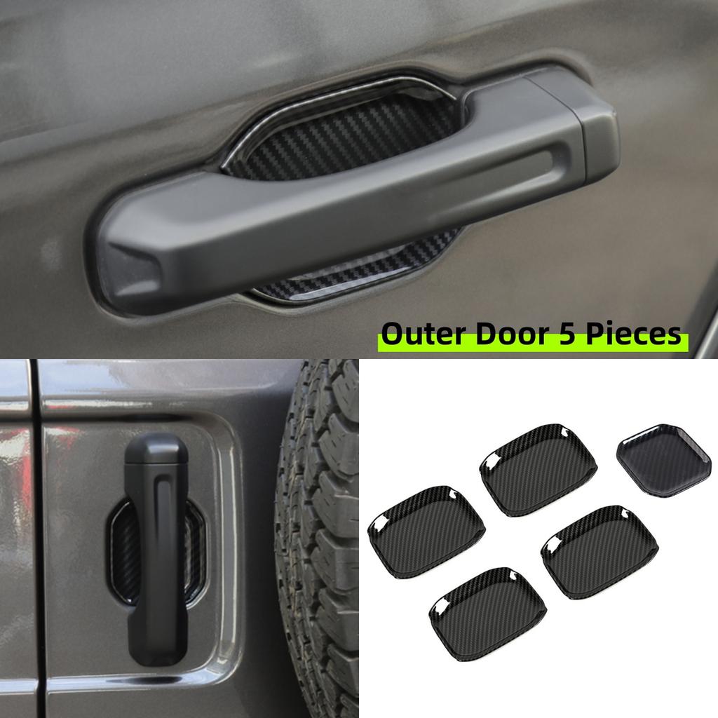 Door Handle Trim Cover For Jeep Wrangler JL 4-door 2018-2026 Grab Handle Bowl Decoration Carbon Fiber Car Interior Accessories