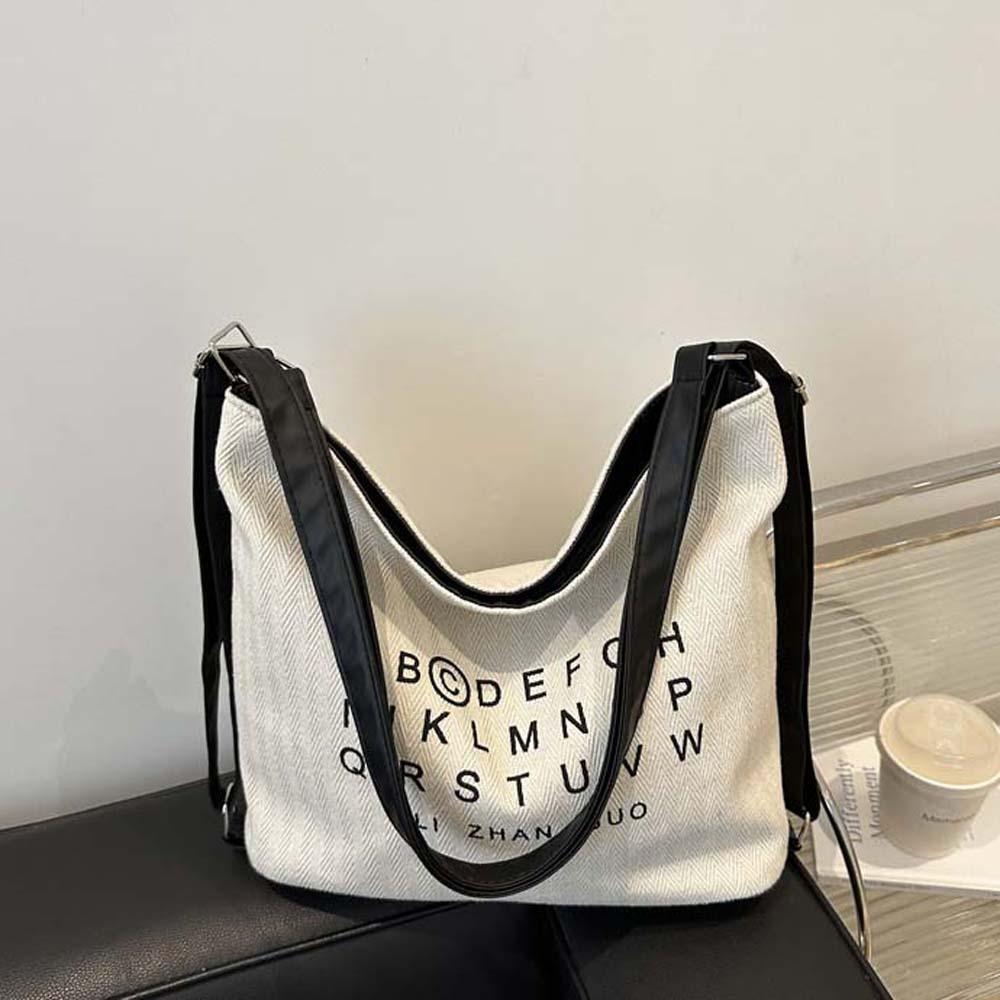 Polyester Three Uses Canvas Bag Soft Retro Street Crossbody Bag Letter Printed Handbags  Travel