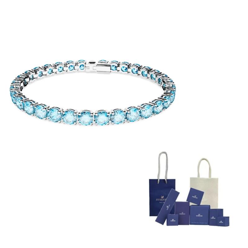 Swarovski Matrix Tennis Collection Square Zirconia Crystal Bracelet Women bracelet Blue 5648927