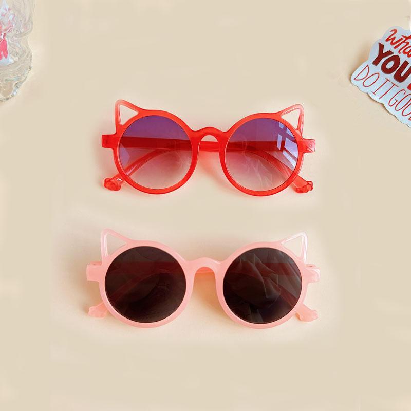 New Children Girls Cute Cat  Ears Sunglasses Outdoor Sun Protection Children Fashion Vintage Classic Sunglasses Protection Kids