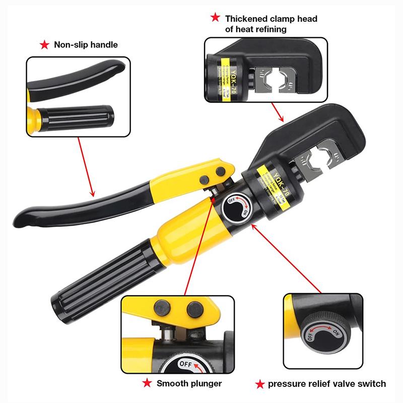 Hydraulic Crimping Tool YQK-70 Cable Lug Crimper Plier 4-70mm²  Compression Tool Pressure 8T Pressure Home Hydraulic Tools